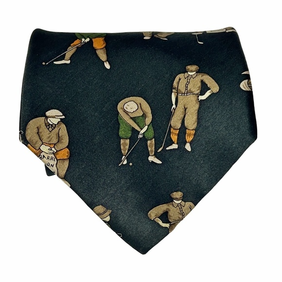 Giorgio Armani Necktie Tie 100% Silk Hand Made Vintage Old Time Golfing Motif - Picture 3 of 11